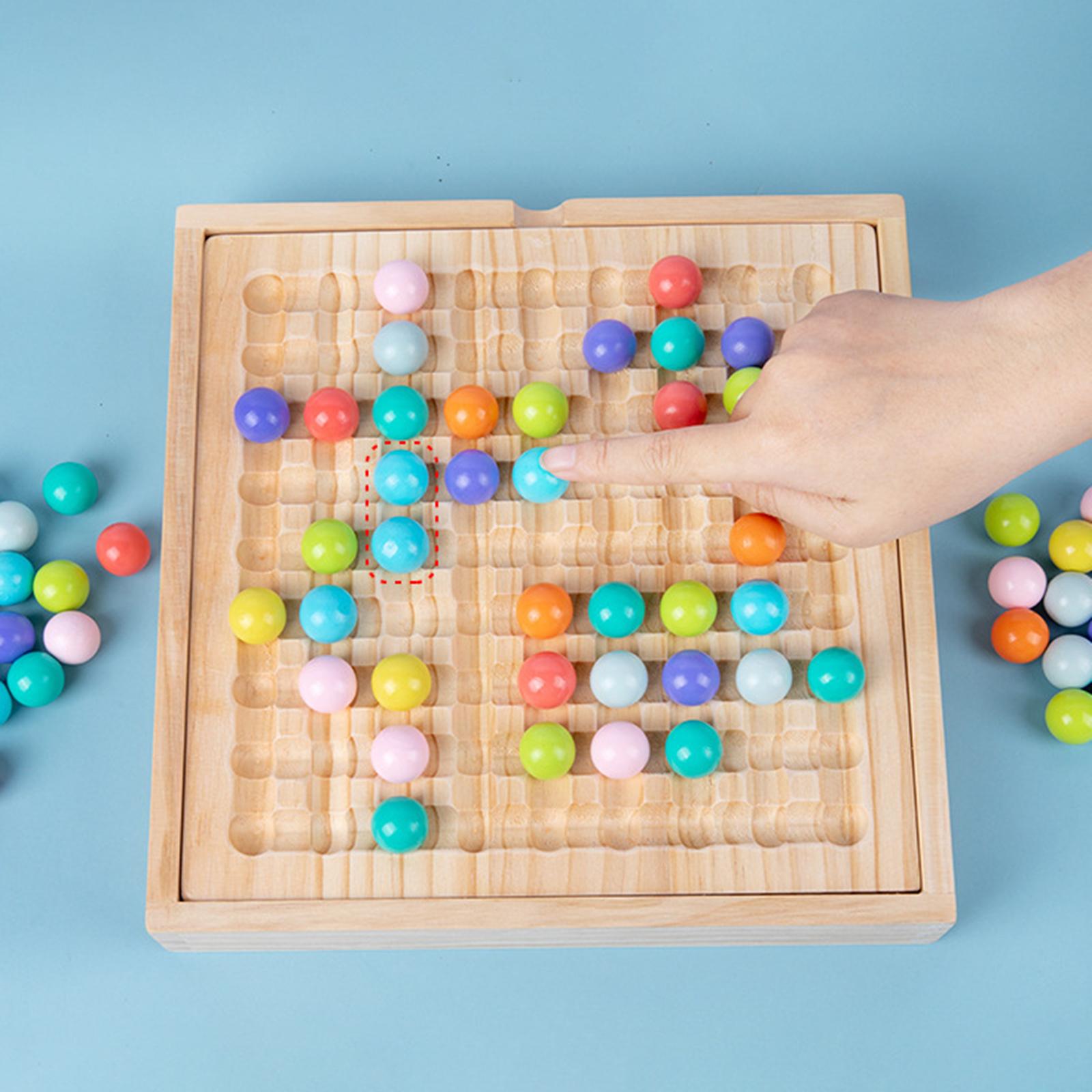 Wooden Board Bead Game Elimination Bead Toys Fine Motor Skills for Preschool Ages 3 4 5 6 7 Boy Girl