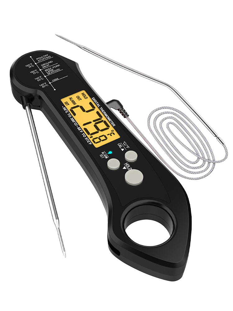Meat Thermometer On For Cooking With External Probe Foldable
