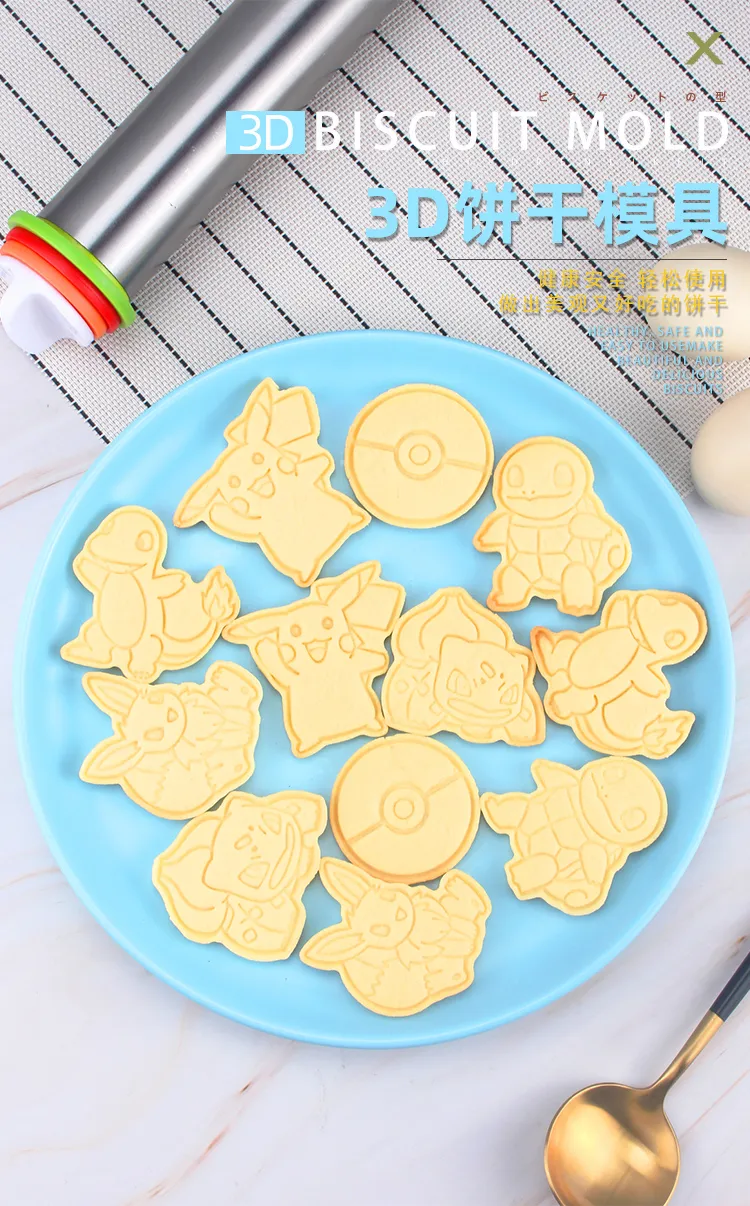6 Teile/satz Pokemon Cookie Form 3d Cartoon Anime Figur Pikachu Charmander Squirtle Bulbasaur DIY Backform Party Zubehör – Detail 1