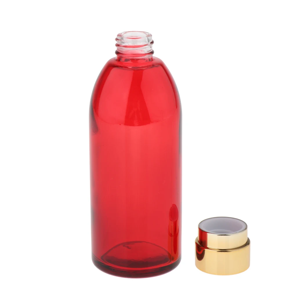 1 Piece 120g Empty Red Glass  with  For Shampoo, Lotions, Liquid Body Soap, Creams Storage