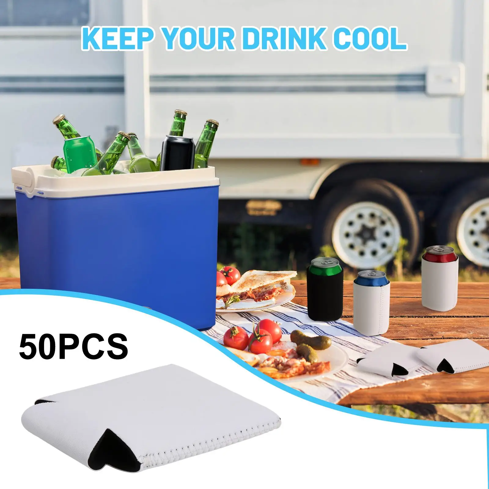 50Pcs Can Coolers Blank Can Coolers Sleeves Water Bottle Sleeves Collapsible Cover for Soda, Beer, Water Bottles HTV Projects