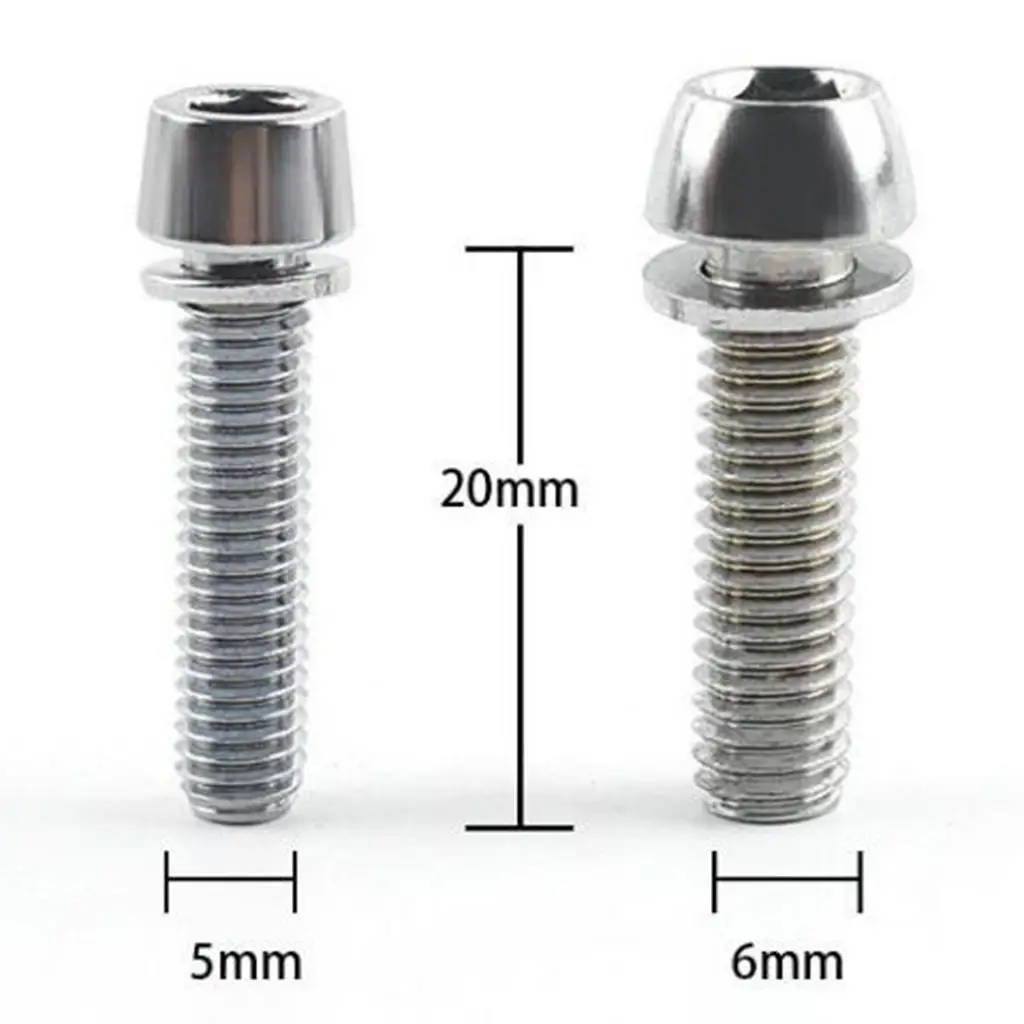 10pcs/Pack M5 M6x20mm Hex Socket Bolts With Washer Socket Head Screws For Bikes