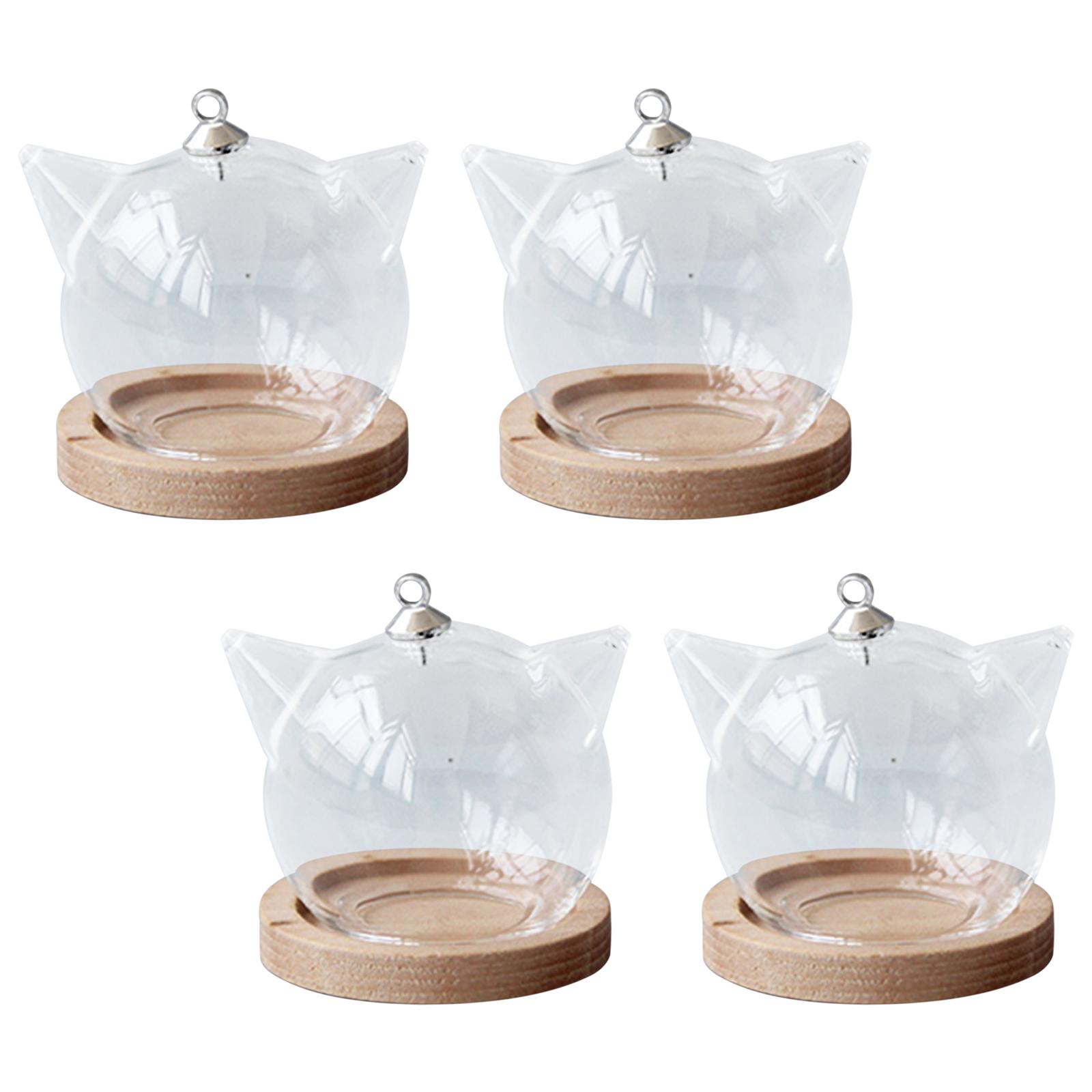 4 Pieces Dustproof Glass Cloche Dome, Vase Succulent Miniature Decorative Plants & Flowers Clear Glass Display Domes for Decor