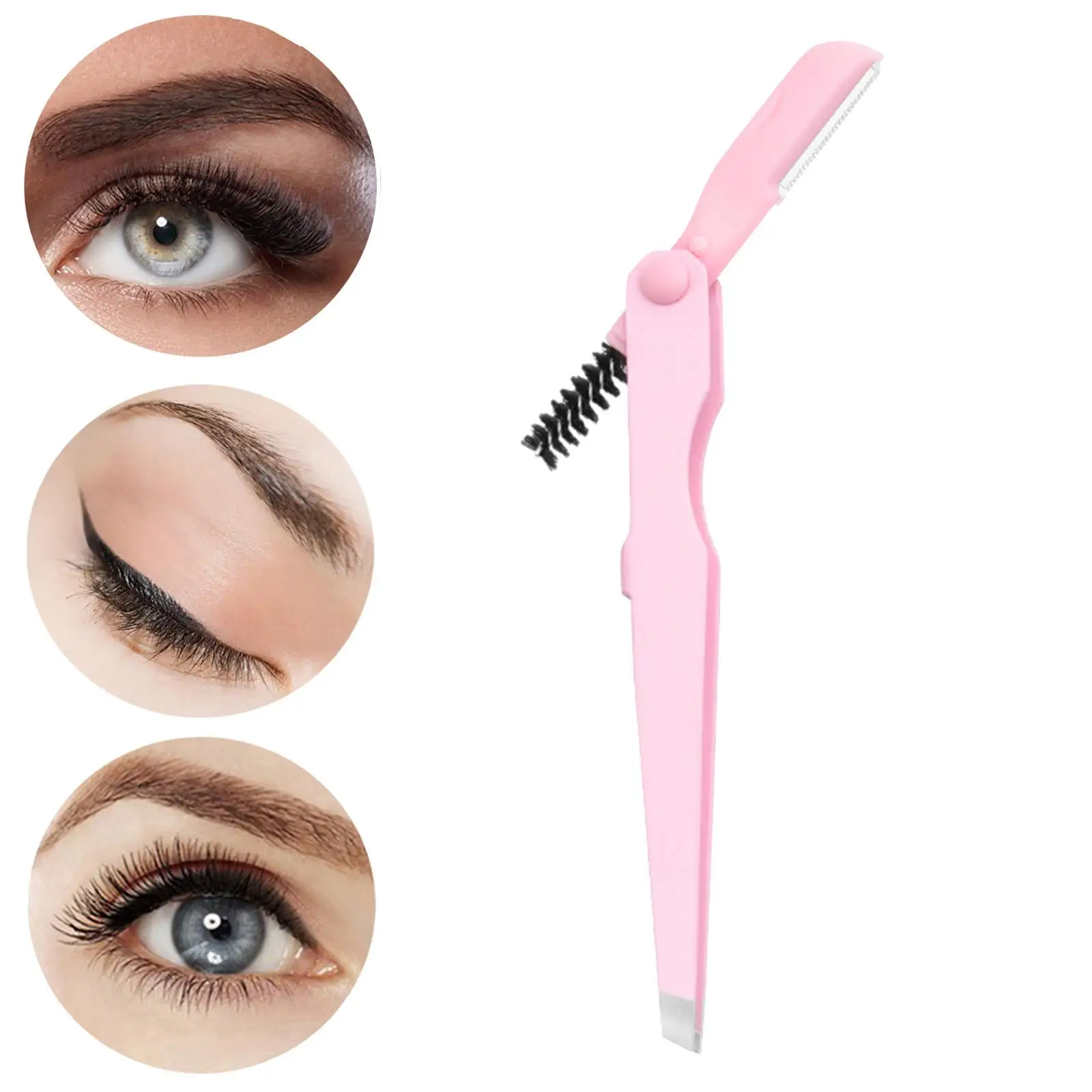 Eyebrow Tweezers Multipurpose Face Hair Remover Professional Eyebrow Trimming Comfortable Grip Brow Trimmer 3 in 1 Eyebrow Brush