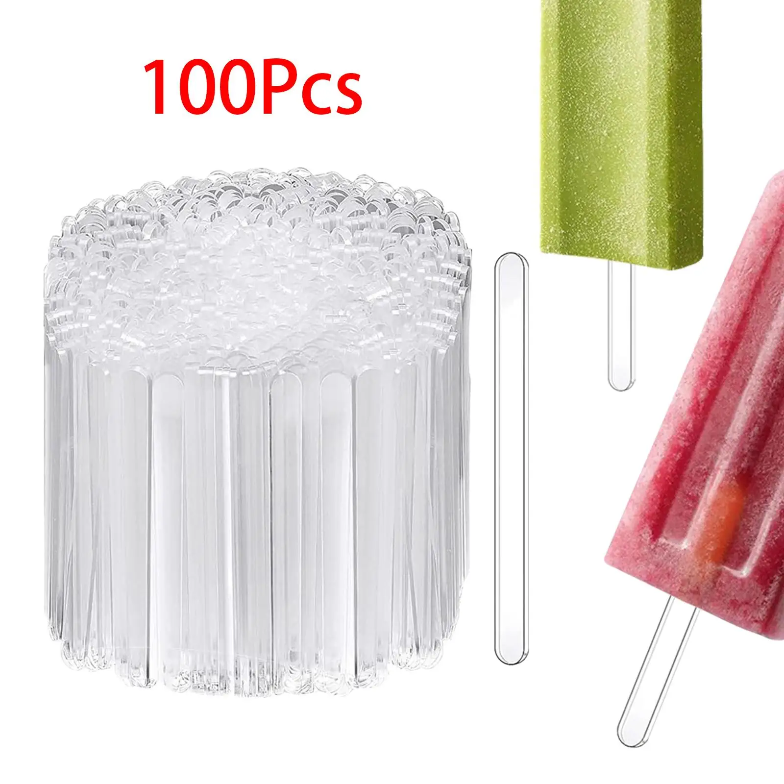 100 Pieces Popsicle Sticks Acrylic Ice Bar Sticks for Party DIY Crafts Snack