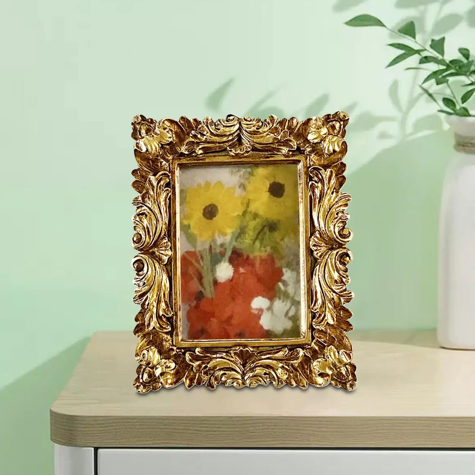 Photo Frame Hanging Hook Home Table Decoration Photo Holder European Resin Picture Frame Antique Photo Frame for Office Wedding