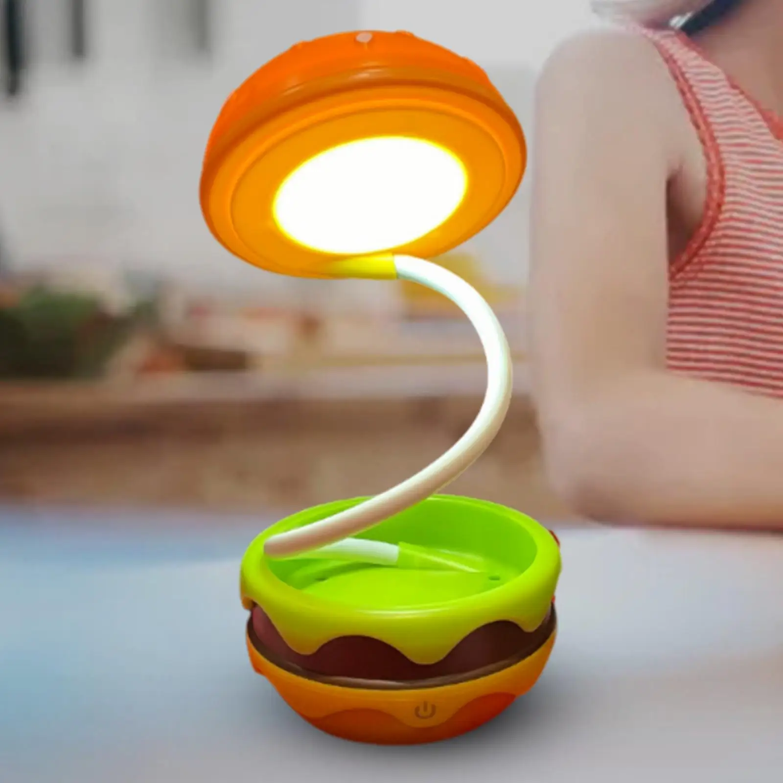 Hamburger Table Lamp Portable Rechargeable Retractable Dimmable Nursery Night Light Kids Lamp for Study Bedroom Office Home Gift