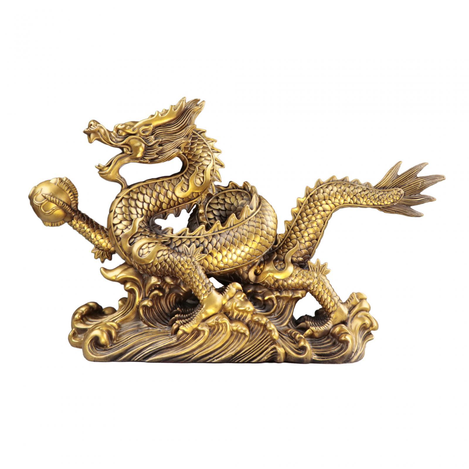 Feng Shui Dragon Statue Good Lucky Gifts Tabletop Decor Prosperity Decorative Figurines Sculpture for Indoor Home Decor Office