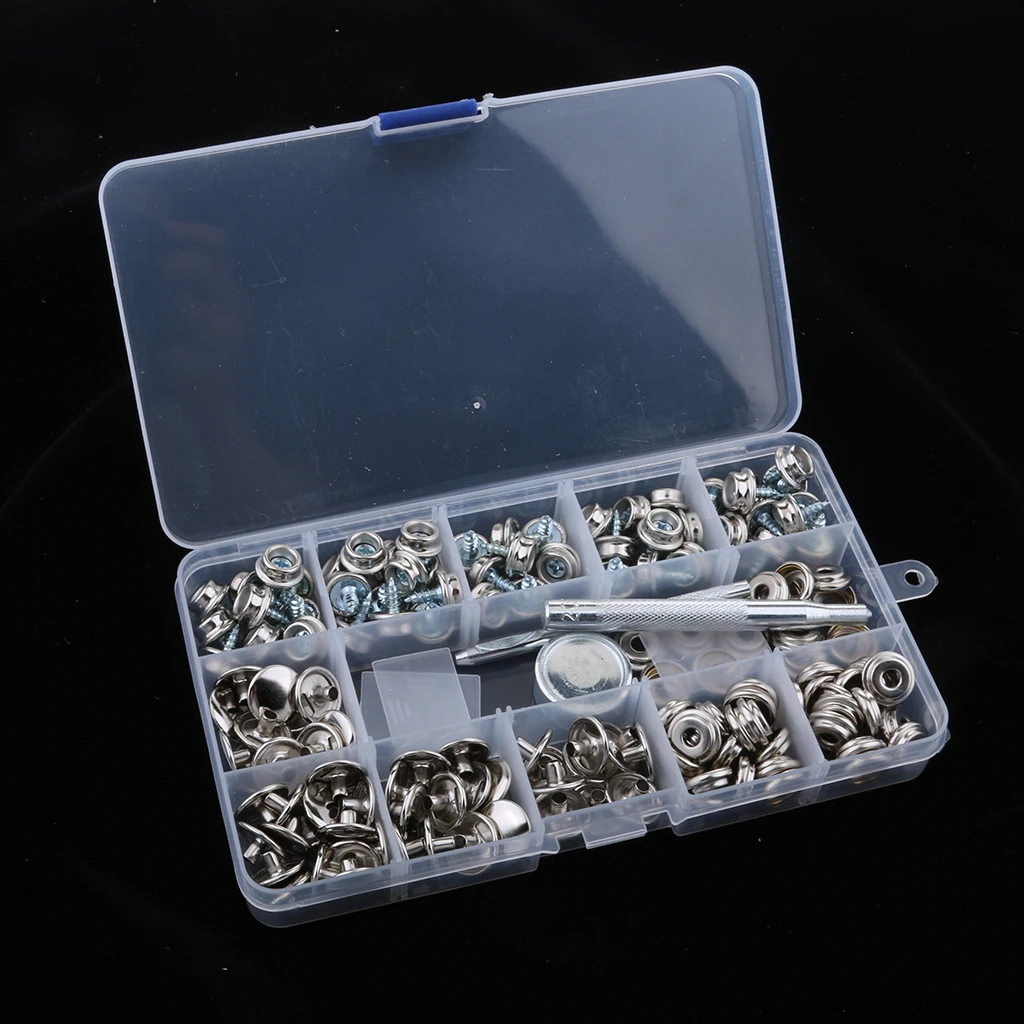 153Pcs Stainless Steel Boat Marine Cover Fastener /8`` Screw Kit with
