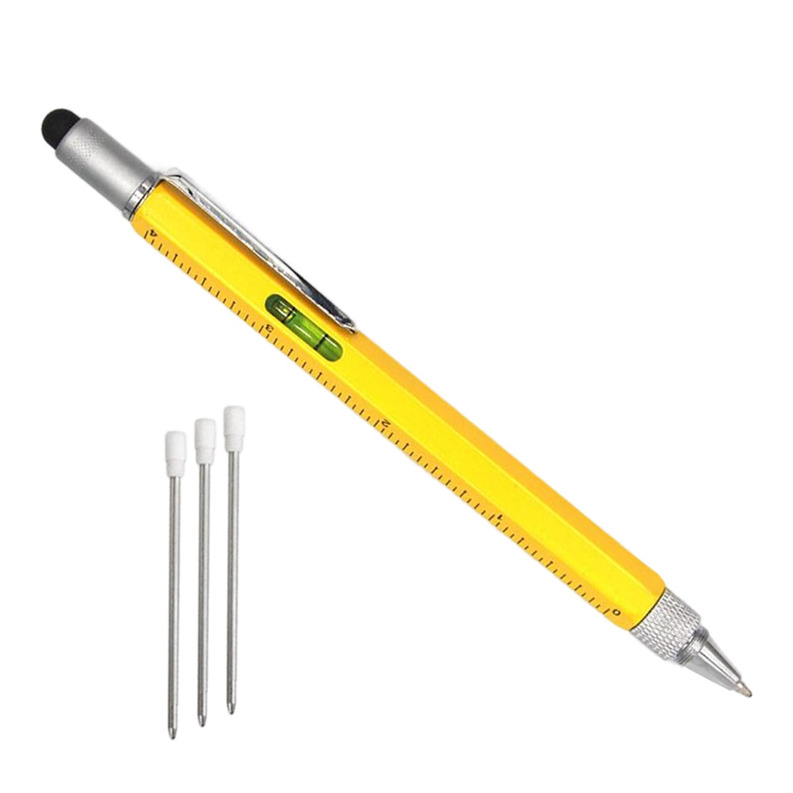 6 in 1 Multitool Tech Tool Pen, Bubble Level Ruler Touch Screen Stylus Screwdriver Multifunctional Pen for Men Husband Dad