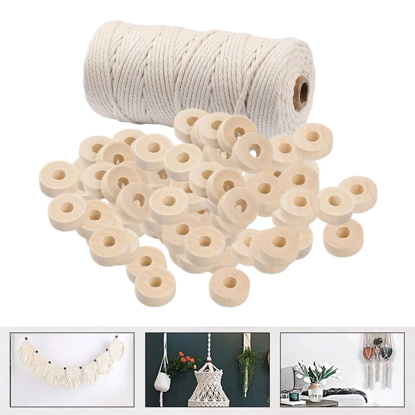 Macrame Cord 3mm x 100m,   Cotton Rope Craft String Twine for Wall Hanging Plant Hangers Knitting, Home Wedding Decorations