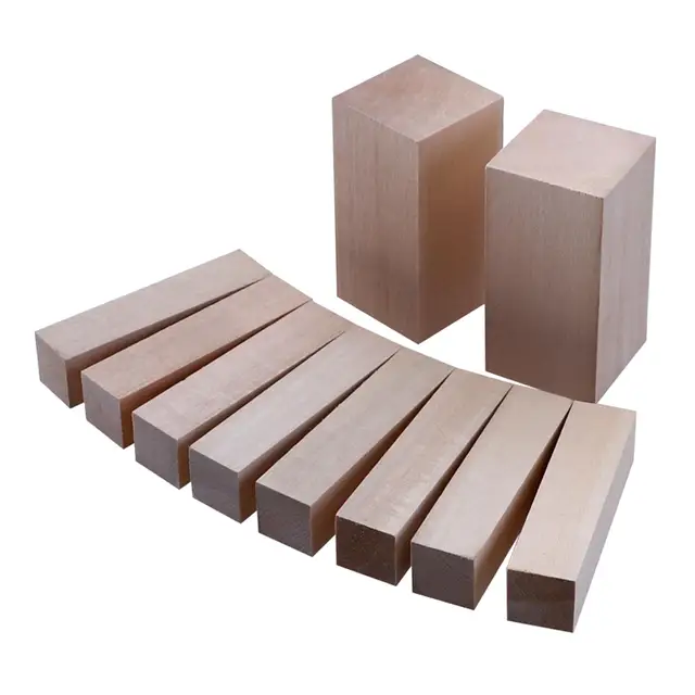 Large Carving Wood Blocks (10 Pack) 4 X 1 X 1 Inches Unfinished