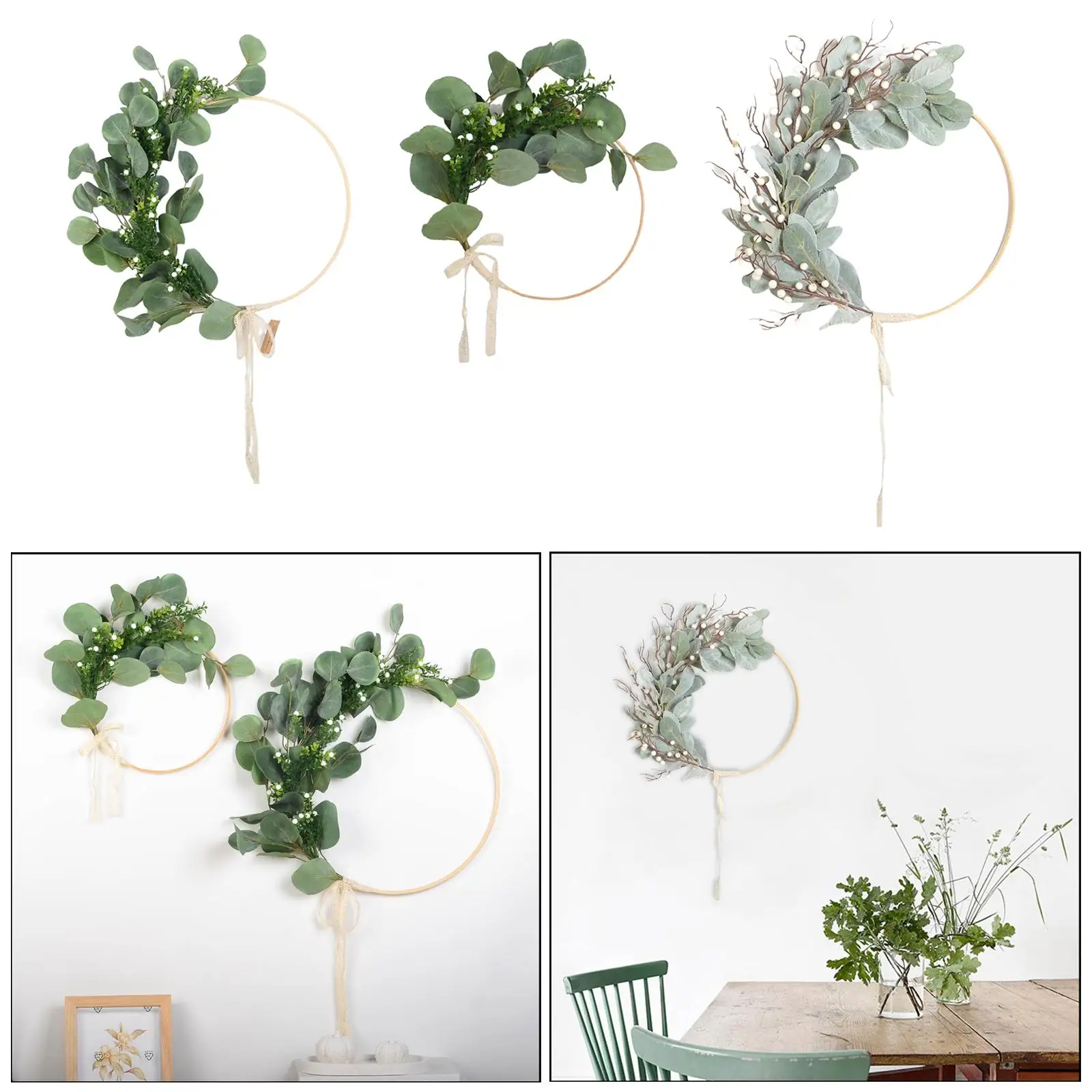Artificial Flowers Spring Hoop Wreath Floral Decor for Tree Indoor Wall Hanging Ornaments
