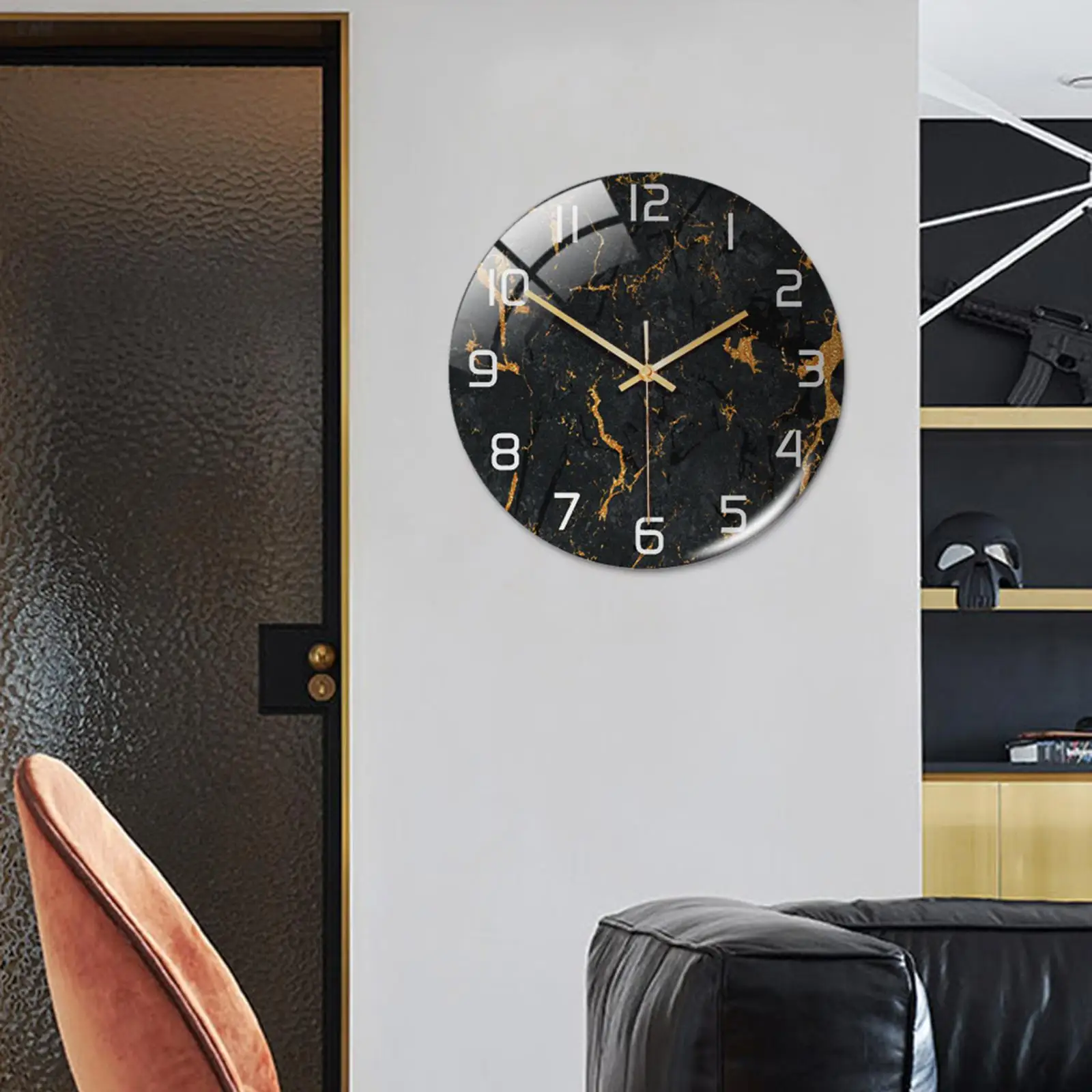 Modern Wall Clock Marble Pattern 12 inch Quartz Clock for Kitchen Home