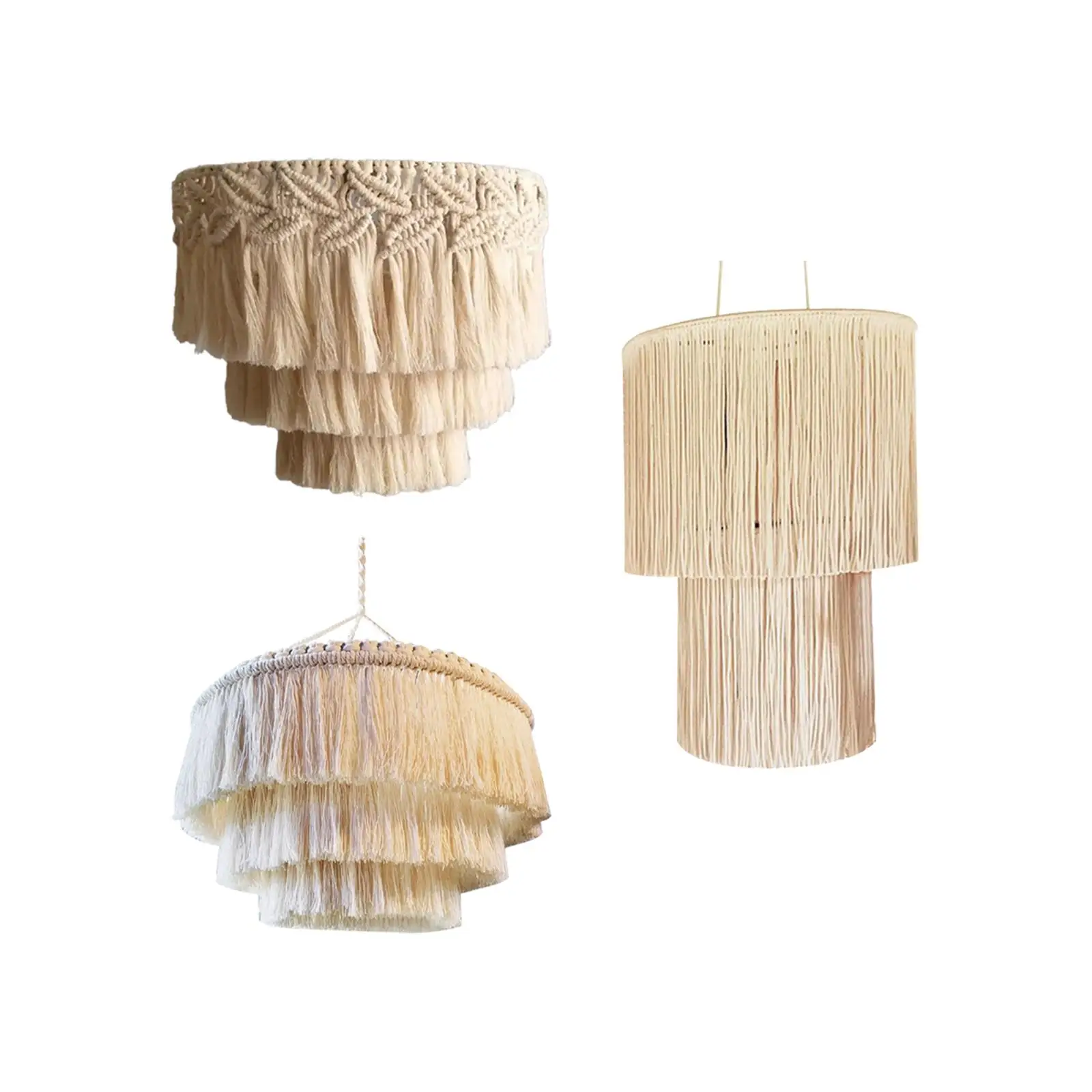 Macrame Lamp Shade Handmade Modern Tassel Boho Light Shade Lampshade for Living