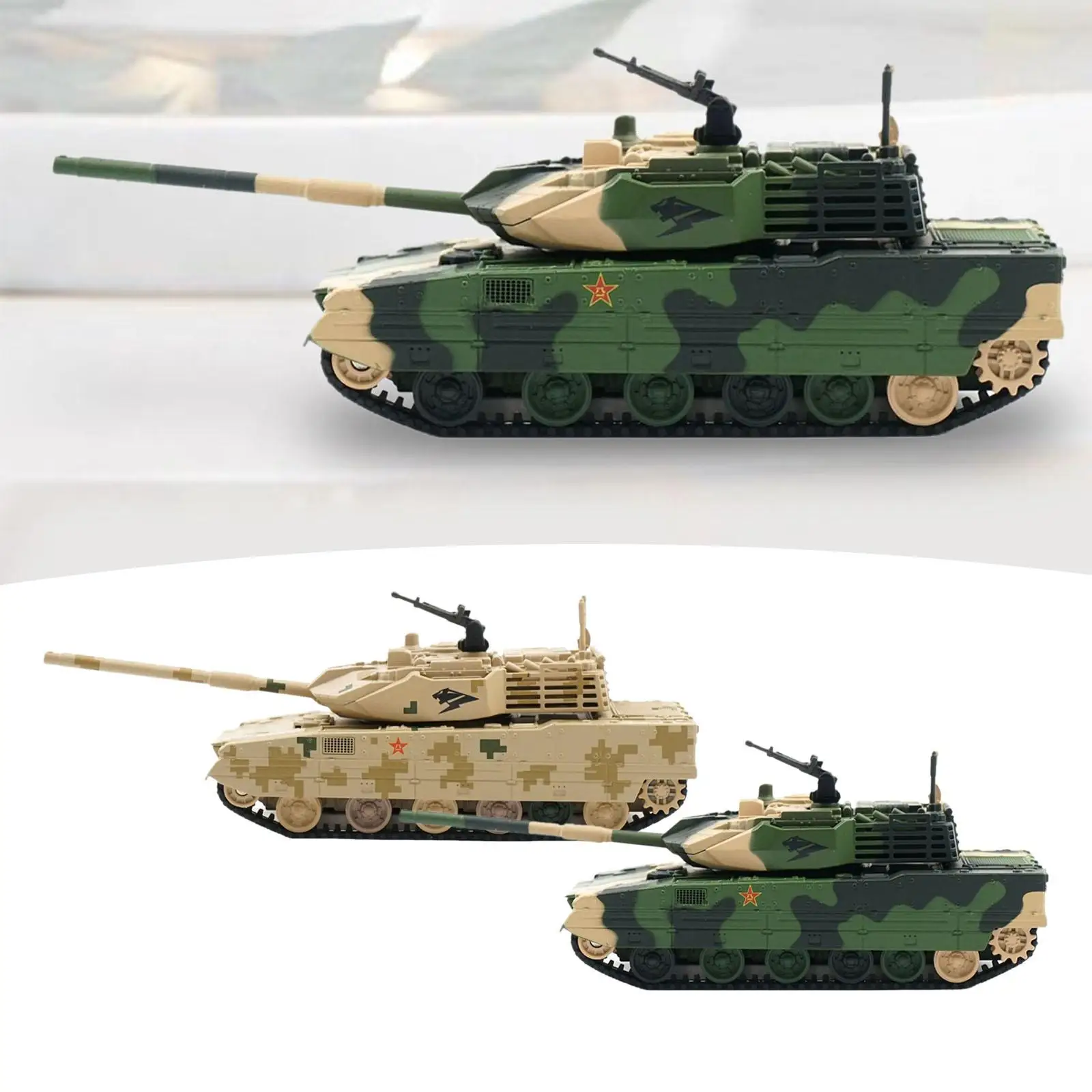 1/64 Armored Light Tank Model Tracked Crawler Chariot for Gift Boys Children