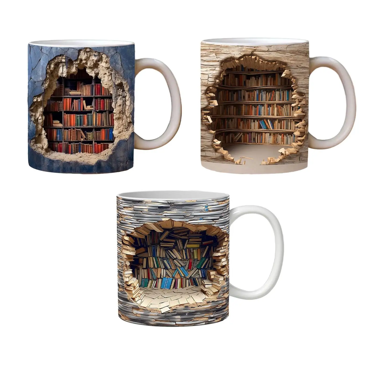 Book Club Cup Library Bookshelf Mug Porcelain Cup Gift for Readers Handmade Pottery Mug Ceramic Coffee Mug Bookworm Coffee Mug