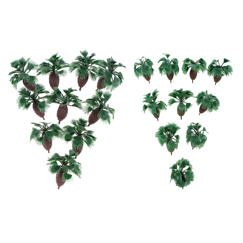 MagiDeal 10Pcs Plastic Palm Tree Model Train Track Street Railway Park Garden Scenery Miniature Scene Model Building Prop 5cm