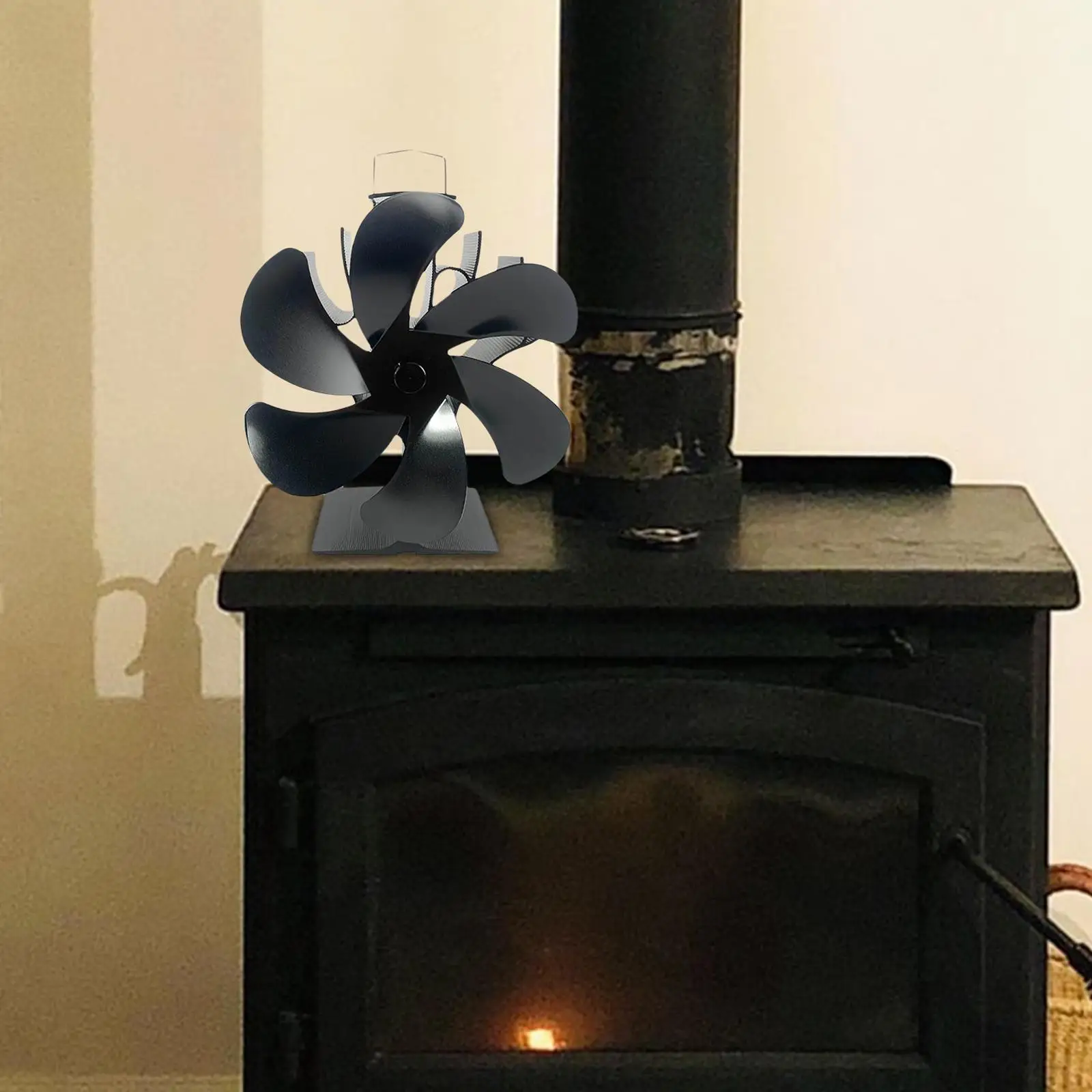 6 Blades Heat Powered Fireplace Fan Burner Fireplace Fan for Wood Stove Accessories Wood/log Burner Heaters Winter Home