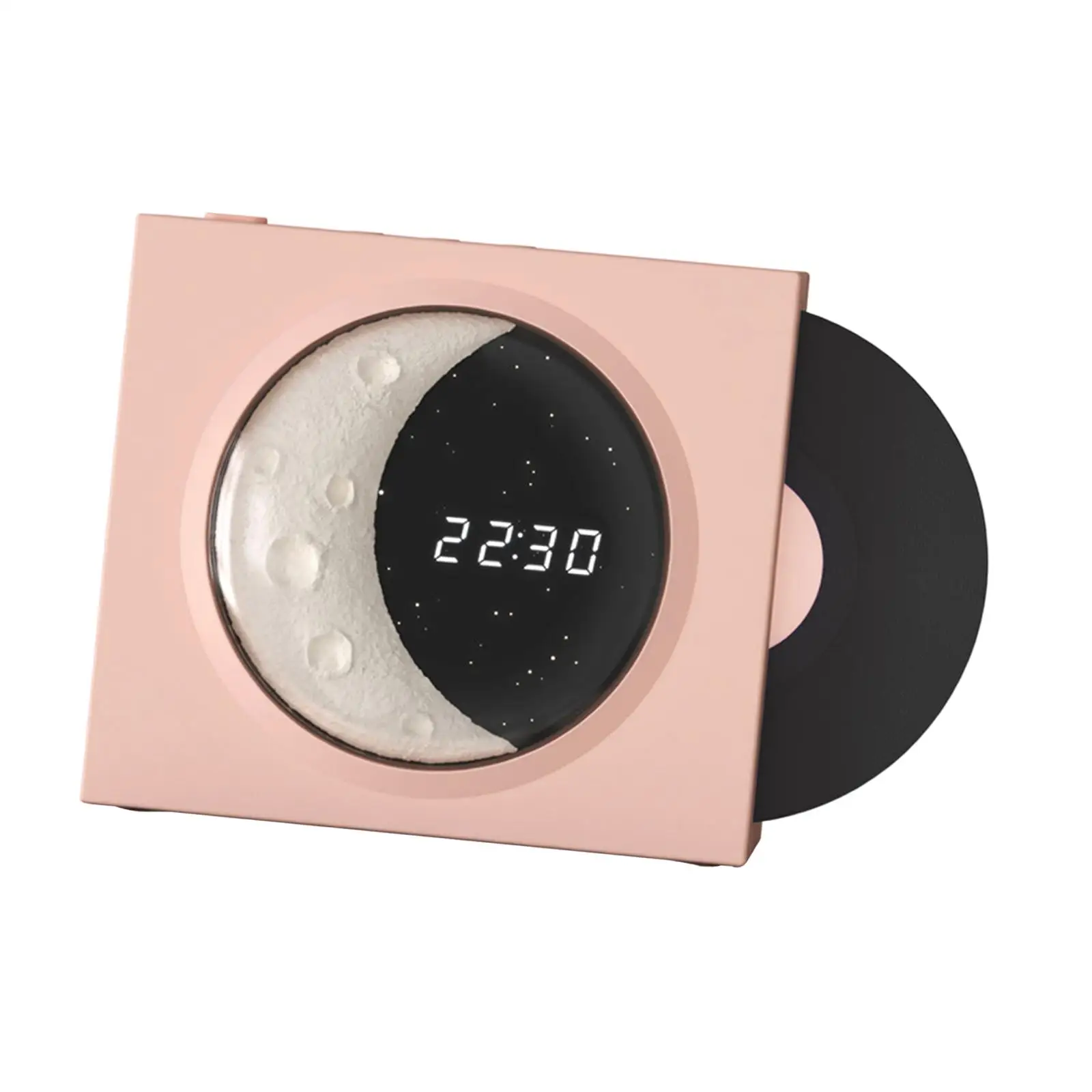 Vinyl Bluetooth Speaker Fashion Stereo Sound Moon Atmosphere Light Vintage Bluetooth Speaker with Clock Display for Bedroom,Home