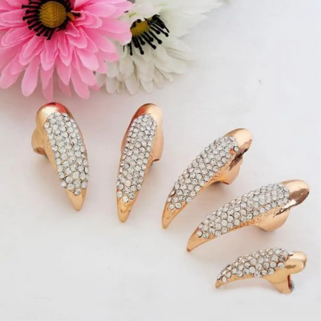 5pcs/set Glitter Crystal Rhinestone Nails Finger Jewelry Tool