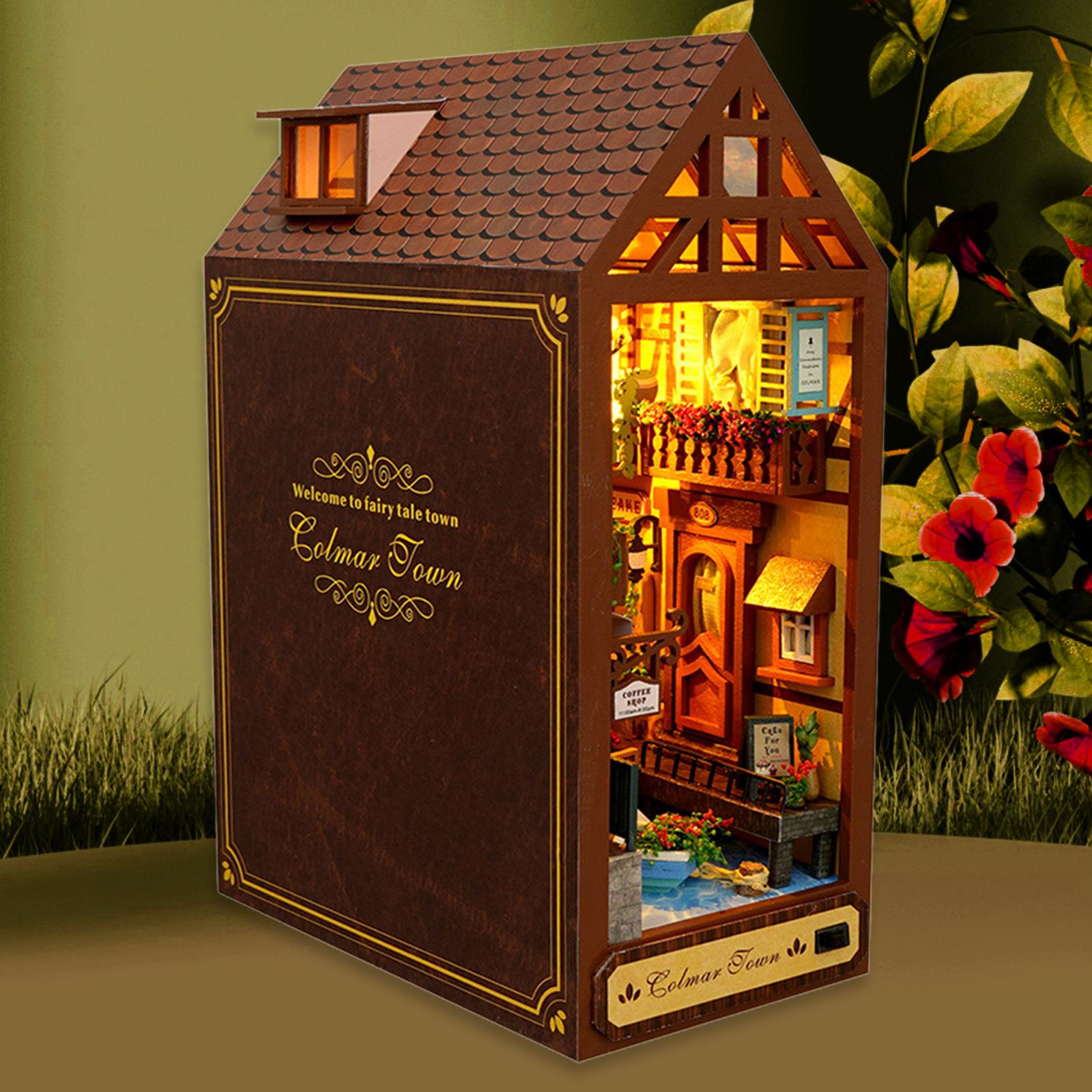 Book Dollhouse Scenery Building Kits 3D Wooden Puzzle for Home Decor