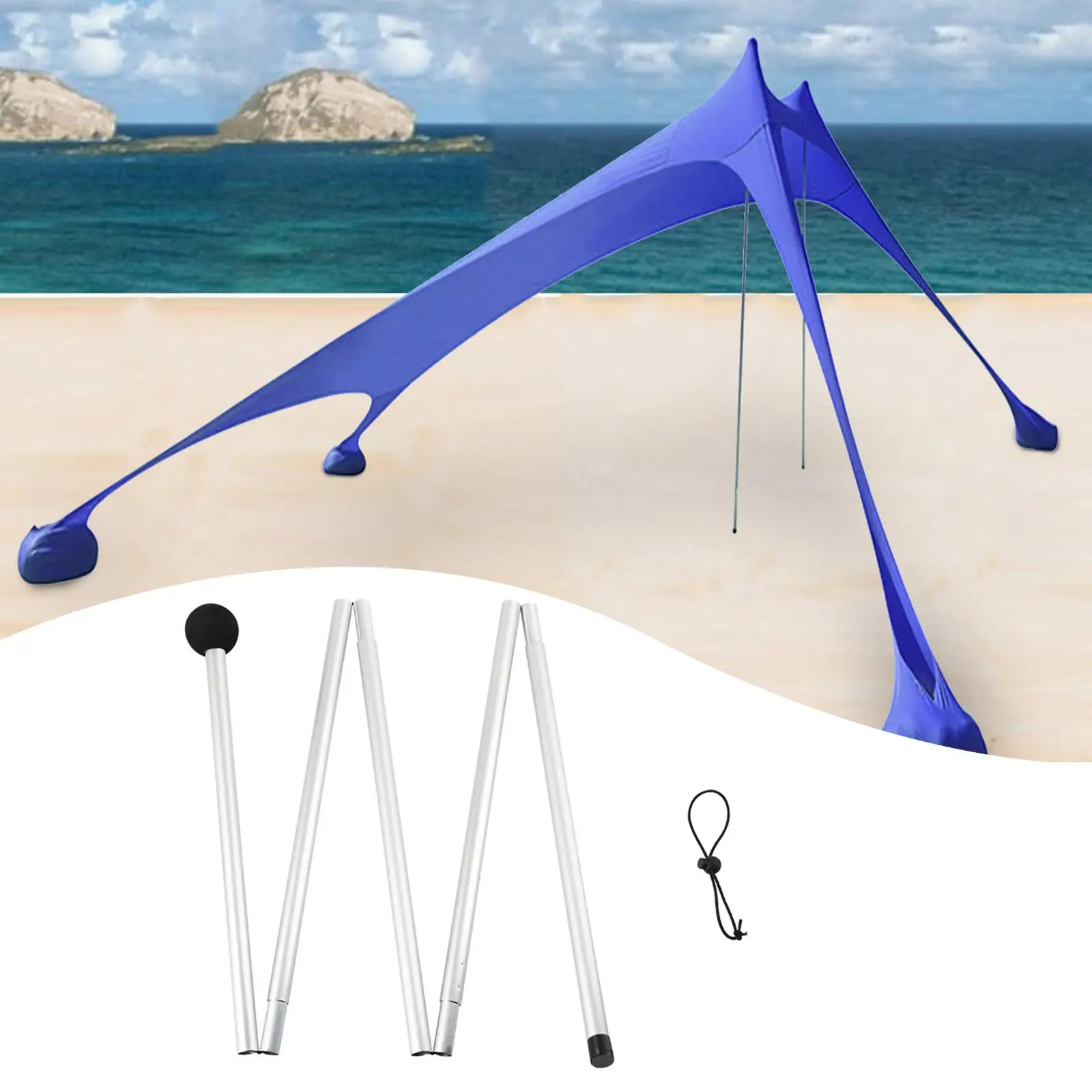 Tent Rods Accessories Preassembled 160cm Beach Telescoping Camping Tarp Pole