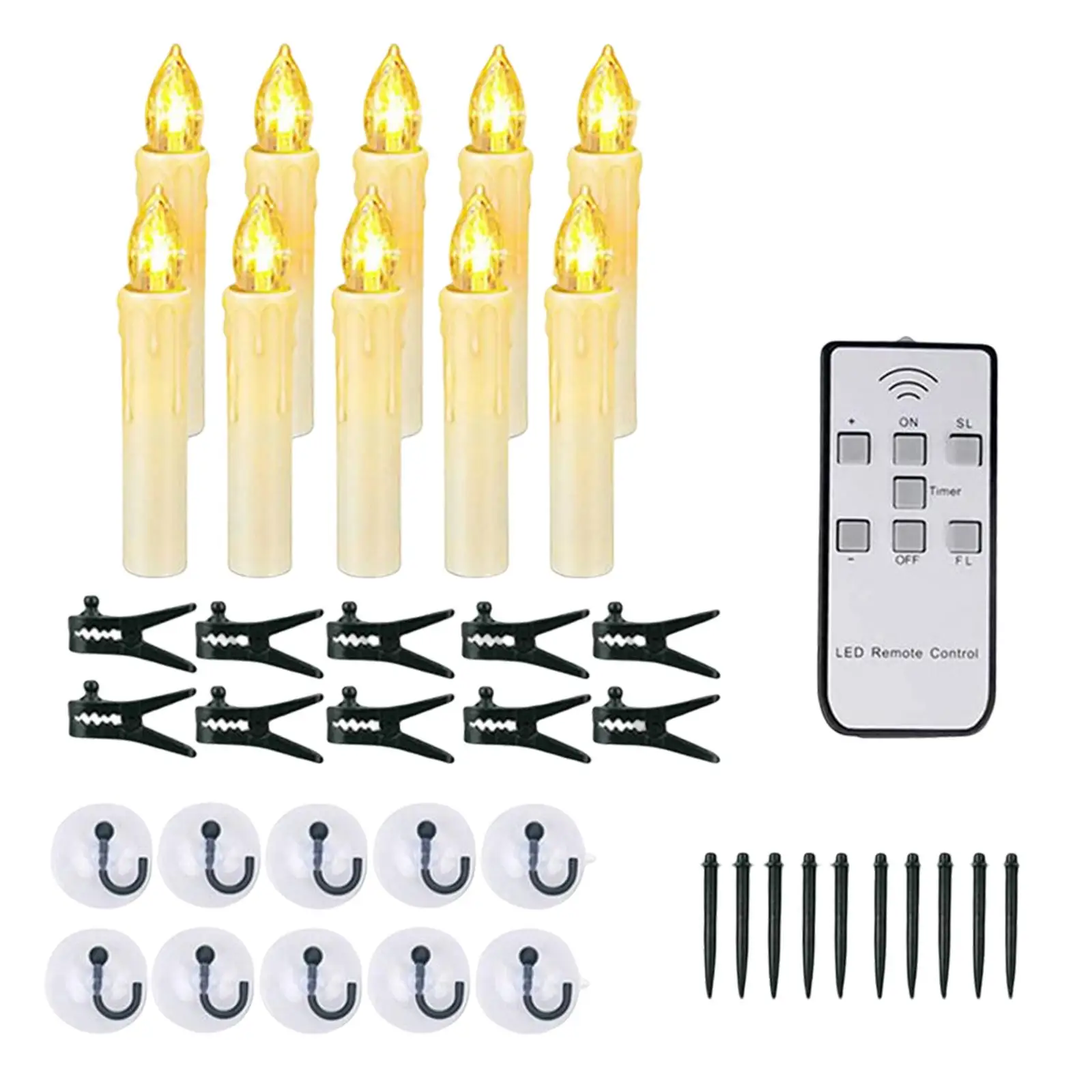 10x LED Candle Lights with Remote and Timer Flameless Taper Candles for Party Holiday Home Decoration