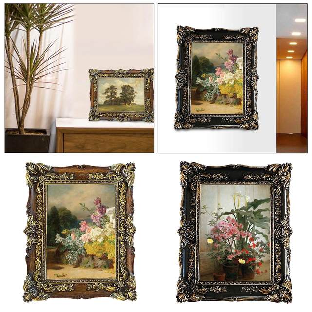 Antique Style Photo Frame Embossed Frame Display Holder Stand Tabletop Wall  Mounted Ornate Picture Frame for Living Room Holiday