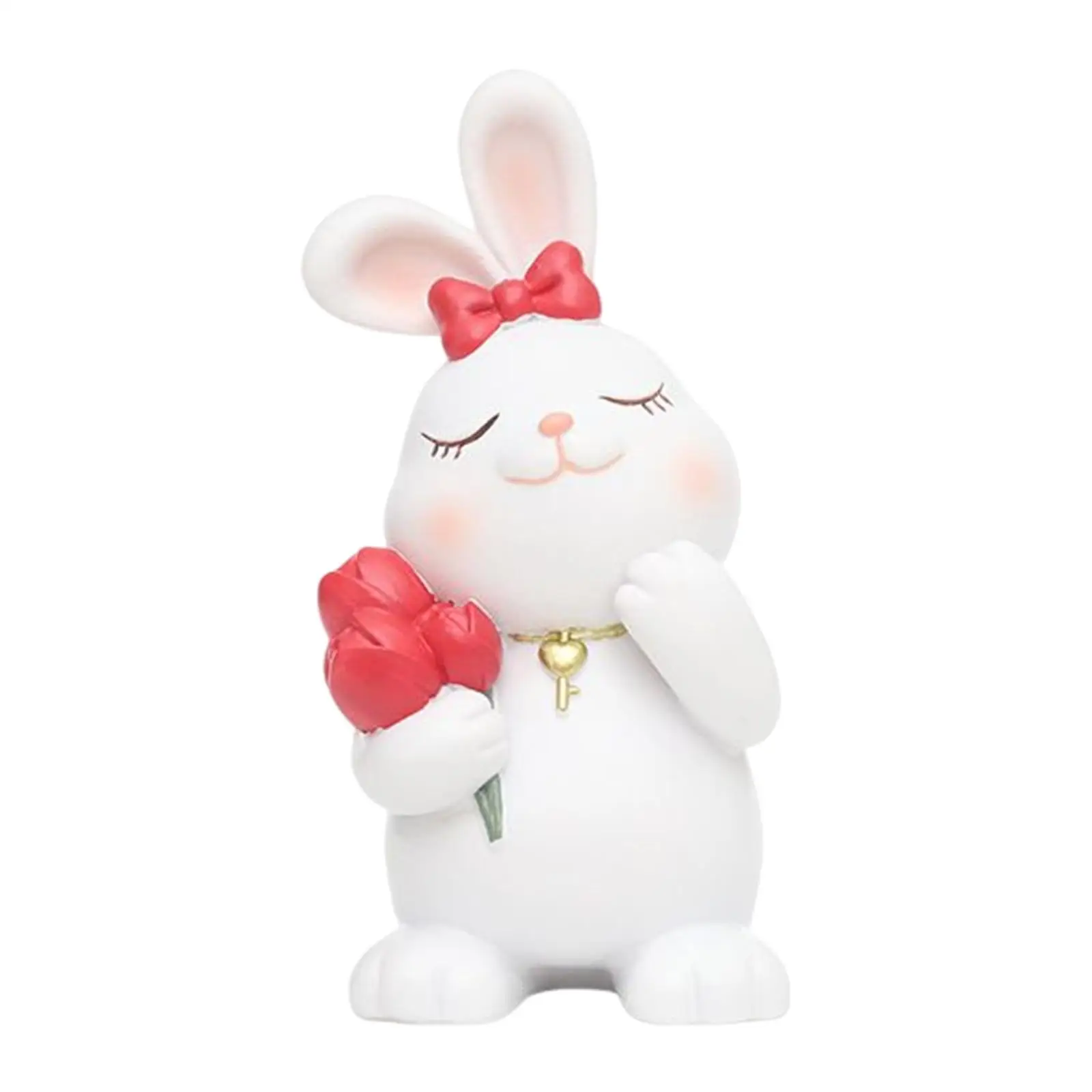 Modern Bunny Resin Figurines Weddings Animal Figures Sculptures Art Rabbit Statue for Cabinet Arrangement Tabletop Shelf Decors