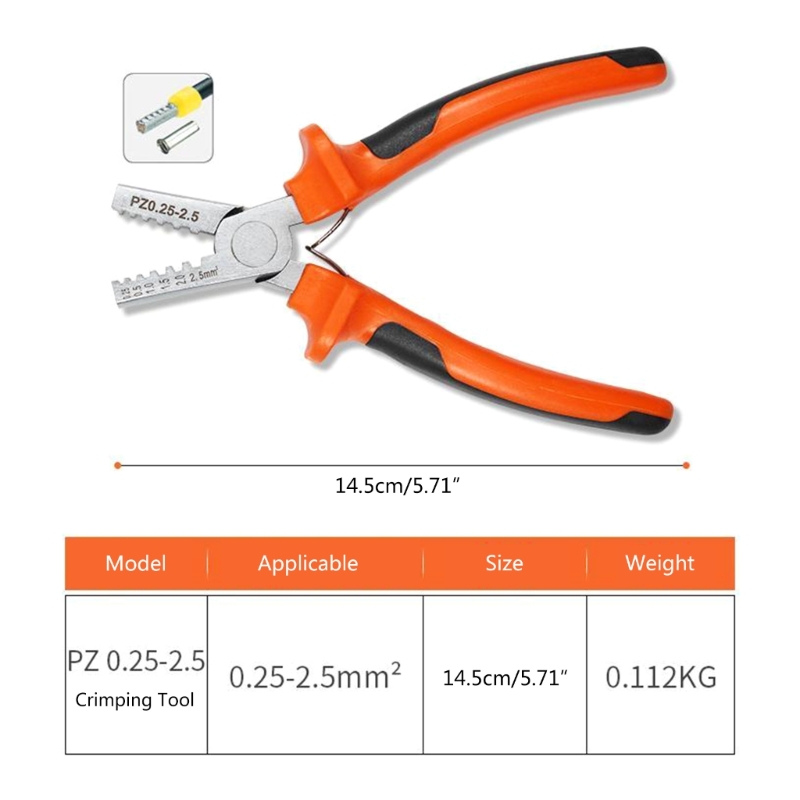 PCS Tubular Bare Ferramenta de crimpagem Terminais Alicate de crimpagem