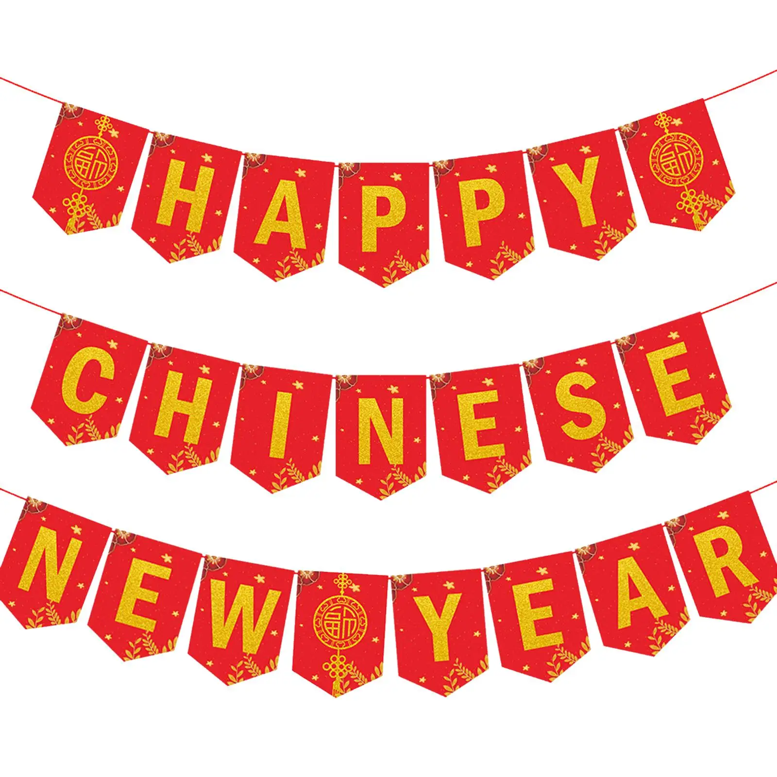 Chinese New Year Banner Party Decorations Bunting Banner Spring Festival Red