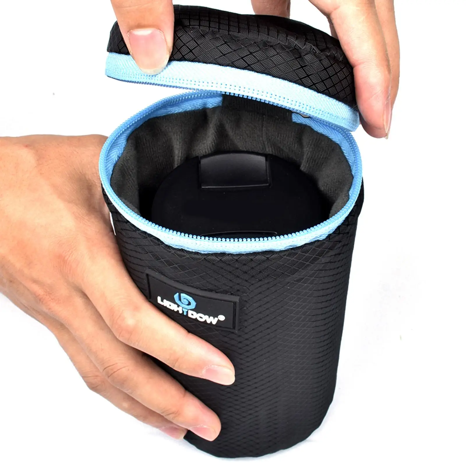 Camera Lens Pouch Case Bag Practical Dustproof with Zipper Shock Absorption