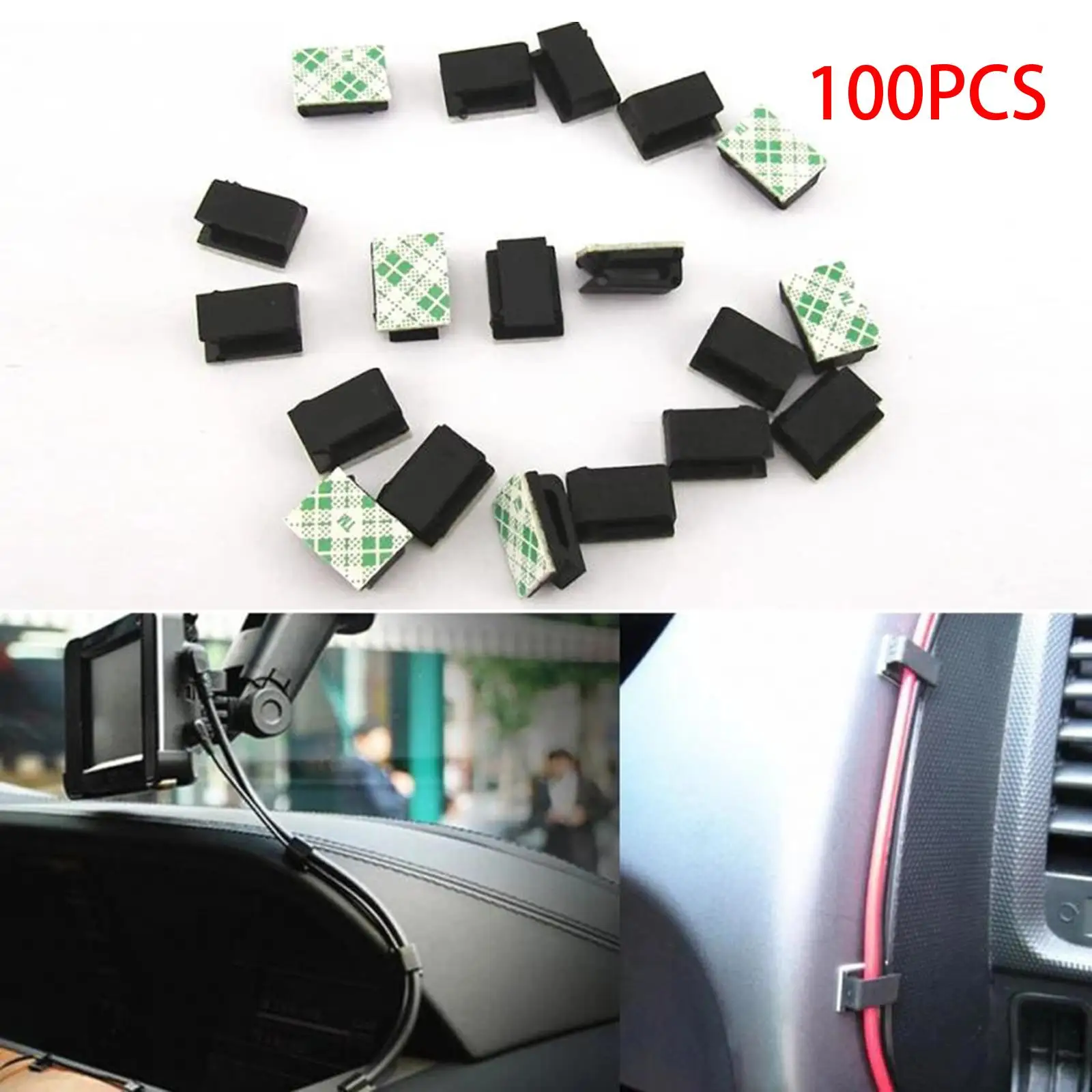 100 Pieces Self Adhesive Cable Clips Clip Durable Portable Tools Bundler Home Under Desk Car Kitchen Dresser