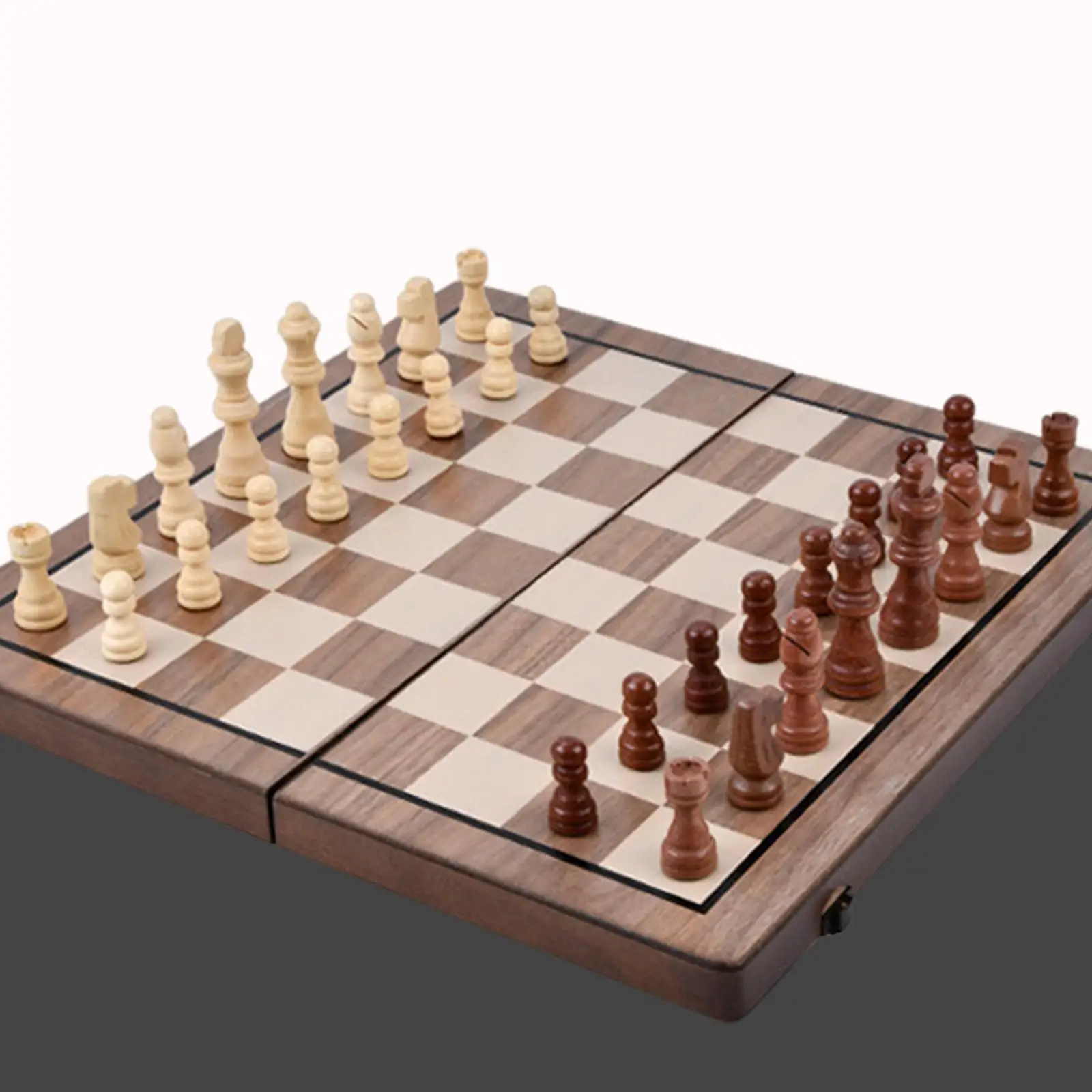 Wooden Chess Set Funny Logical Wood Felted Game Board for Adults Beginners Teens