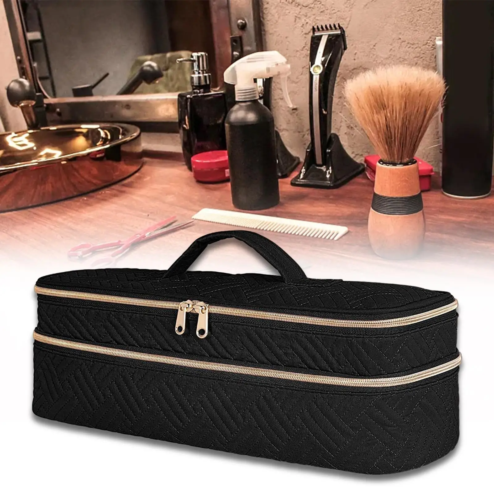 Travel Case Double Layer Professional Protection Anti Scratch Polyester Large Capacity Storage Box for A Step Hair Dryer Styler