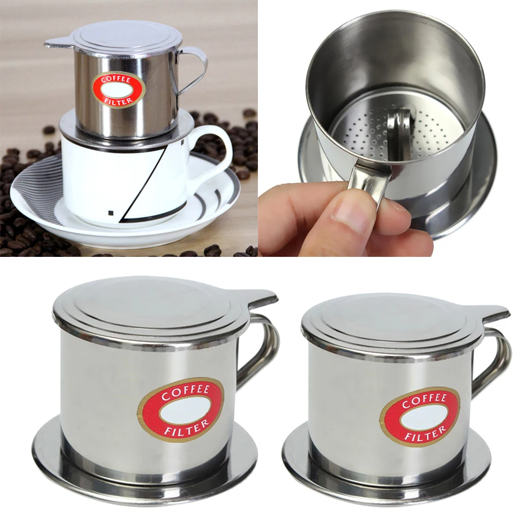 Vietnamese Coffee Filter Set, Coffee Maker Pot, Coffee Infuser Set, , Single-Cup Serving, Stainless Steel , 2 Sizes to Choose