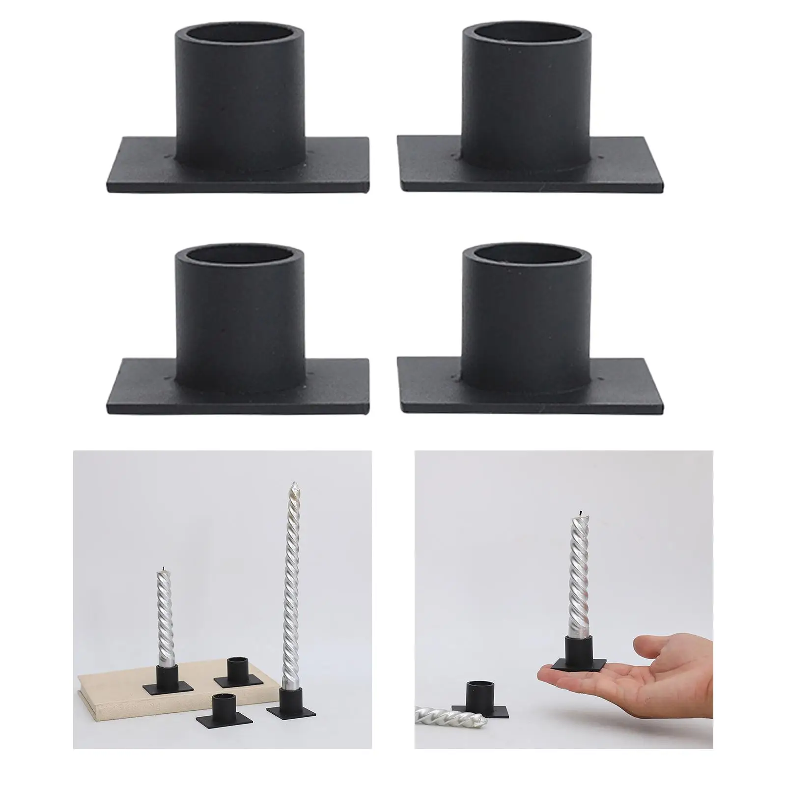 Iron Taper Candle Holder Candlestick Figurine 4 Pieces Decorative for Hotel