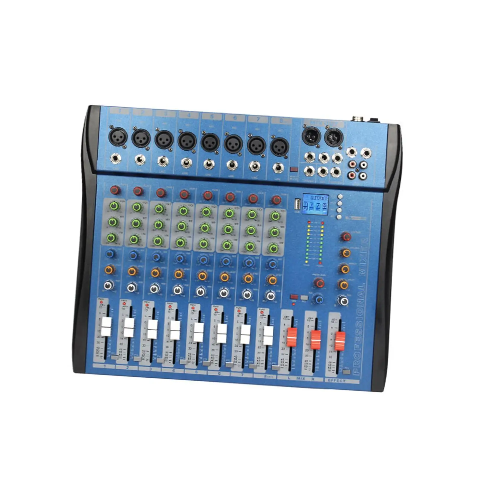 8 Channel Mixer Sound Mixing Console US Adapter 110V for Recording DJ Stage Durable for PC Recording Input XLR Microphone Jack