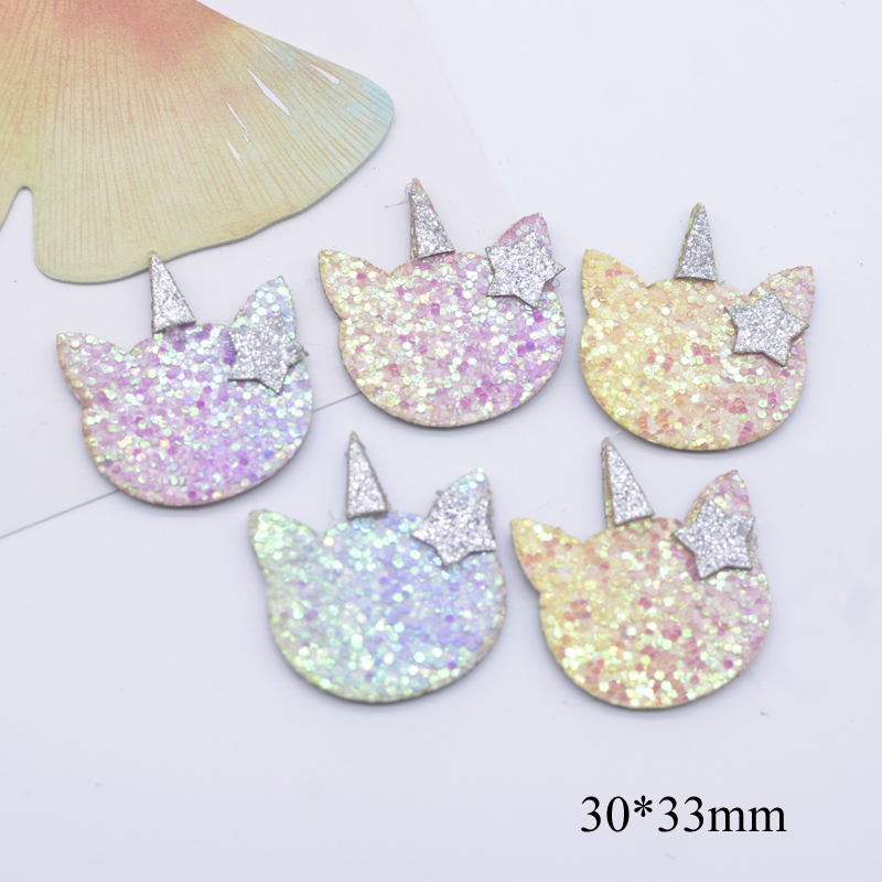 20 Stück Glitzer Leder Kawaii Kaninchen Katze Patches für Handwerk Kleidung Dekor Applikationen DIY Kopf bedeckung Haars pangen Bogen Zubehör – Detail 2