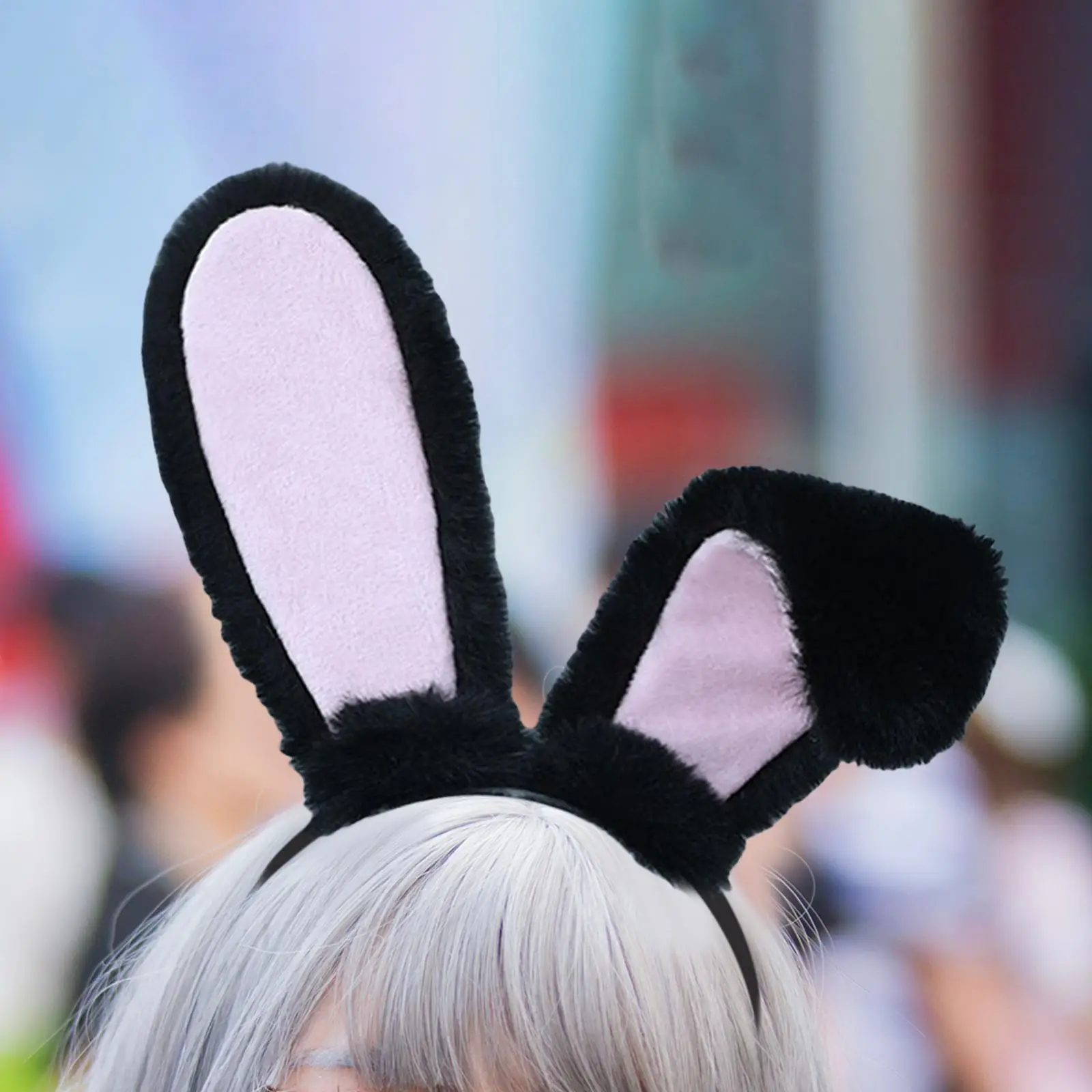Cute Ear Hair Hoop Elastic Photo Props Rabbit Ears Headwear for Halloween Holiday Christmas Party Favor Costume