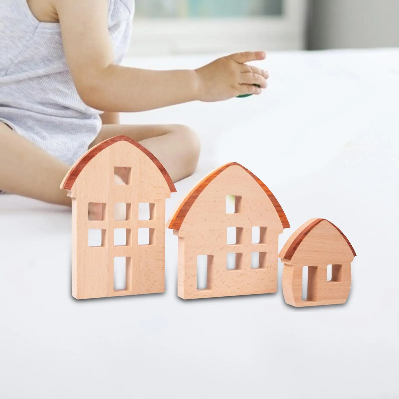 3Pcs Wood House Wood Wooden Sign Block for Boys Girls Party Favors Ages 3-6