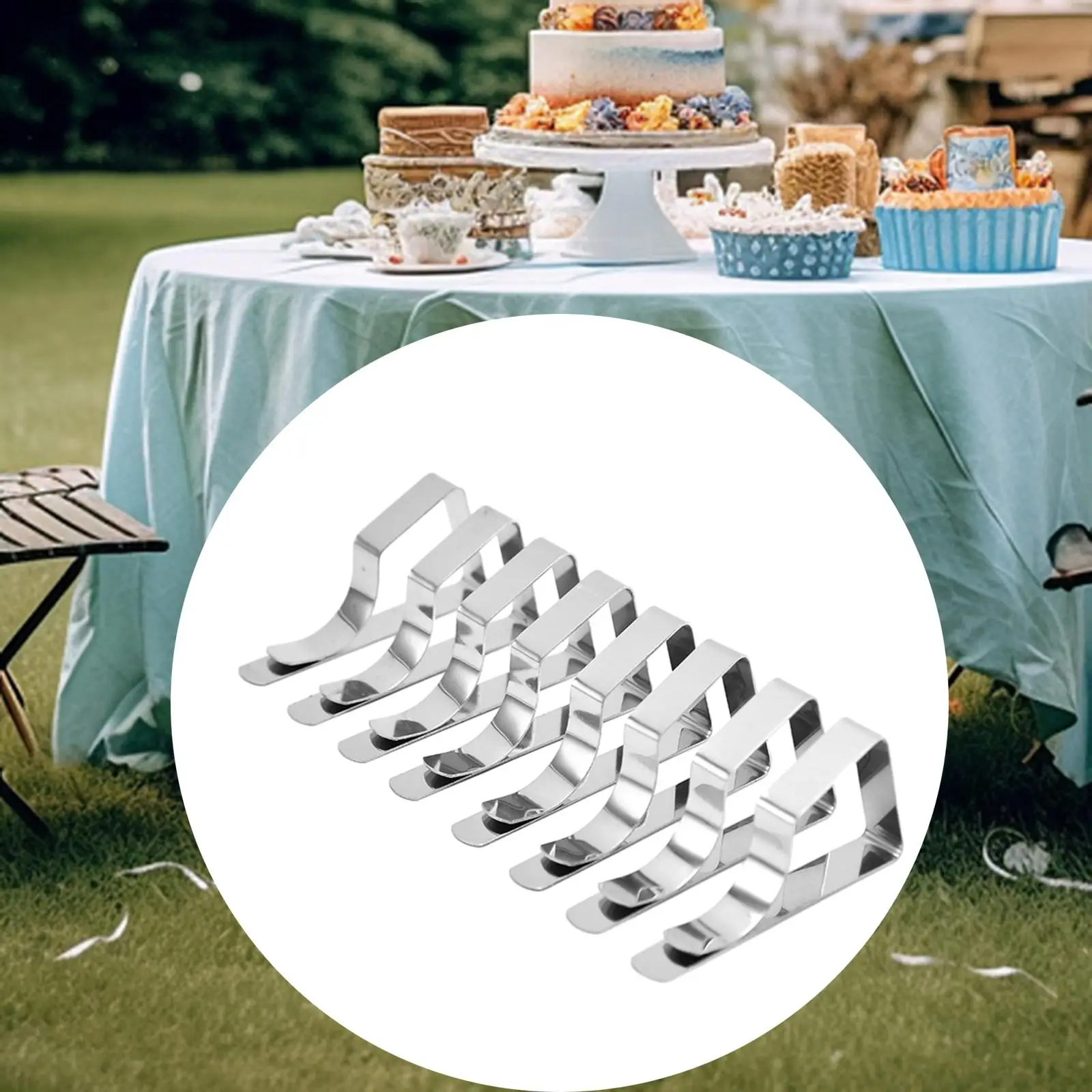 8Pcs Tablecloth Clips Metal Table Cover Clamps Table Cover Clips for Indoor Tables Outdoor Tables Dining Tables Outside Kitchen