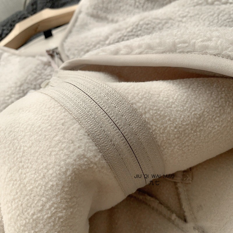 Lamb Fur Women Coats Autumn Winter Solid Thick Warm V-Neck Long-Sleeved Casual All Match Female Outwear Jackets