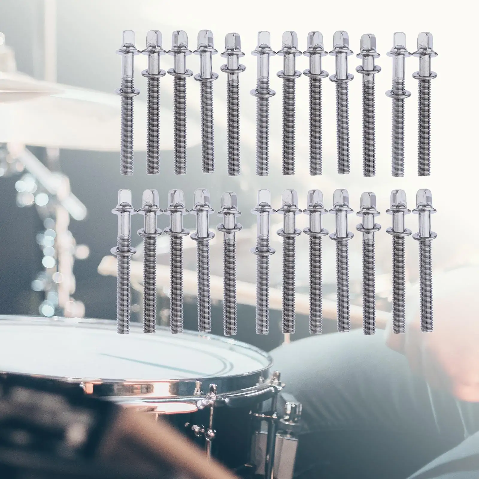 24Pcs Drum Screws Drum Tension Rods Replacement Accessory Screw Rod Percussion Tension Rods