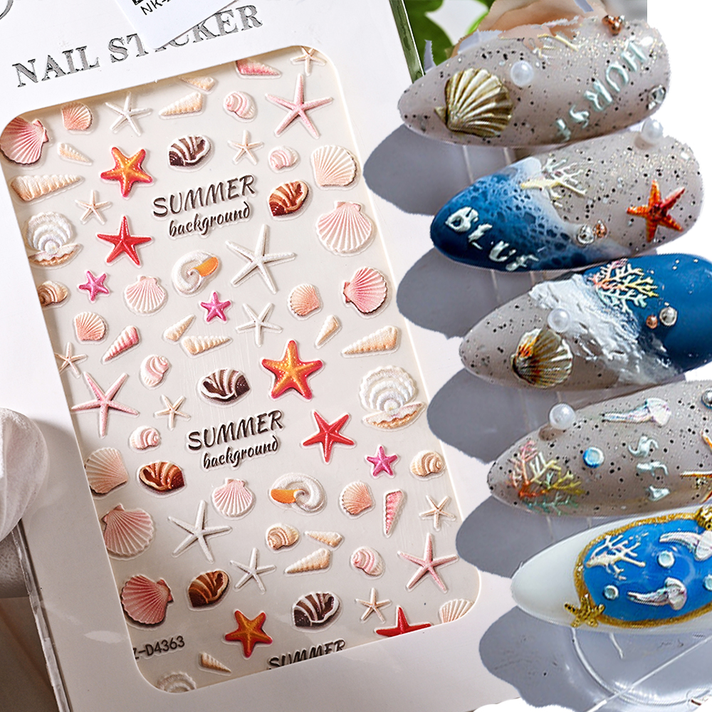 Best of 1Pcs Colored Sea Shell 5D Nail Art Sticker 8*10CM Embossed Shell / Flowers Nail Art Decoration Self-Adhesive 5d Nail Decals NK-149 Reviews & Tips