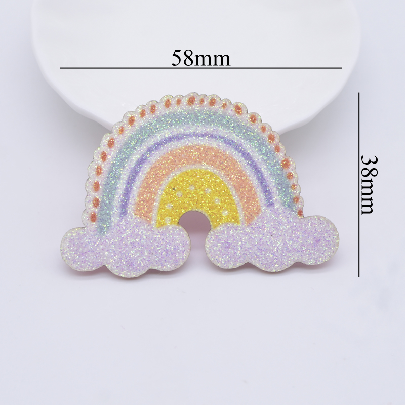 12 Stück Glitzer-Druck-Applikationen, Regenbogenfarben, für DIY-Handwerk, Kuchendekoration, handgefertigte Kopfbedeckung, Haarspangen, Schleife, Dekor, Hut, Nähflicken – Detail 6