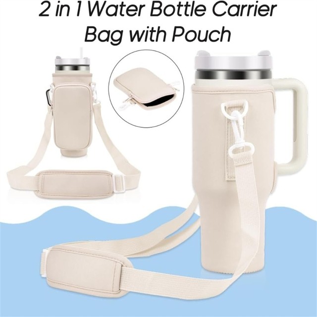 2Pcs Water Bottle Carrier Bag for 40 oz Tumbler Cloth Water Bottle Pouch  with Adjustable Shoulder Strap Insulation Water Bottle - AliExpress