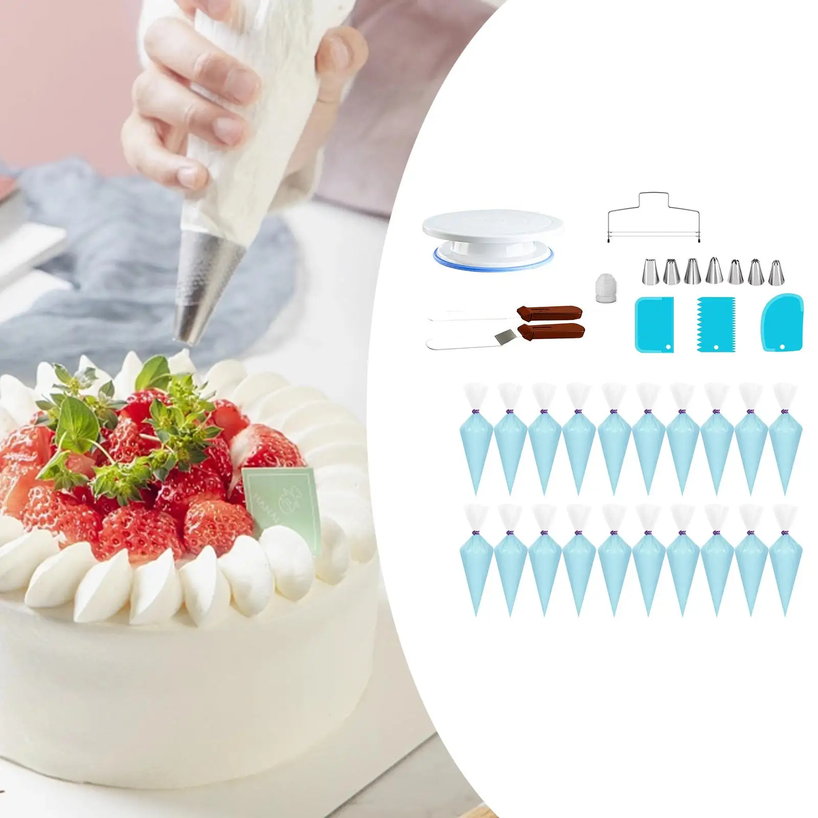35Pcs Cake Decorating Kit Straight Spatula Durable Multi Purpose Cake Turntable Nozzle Set for Cupcakes Home Cookies Cake Lovers