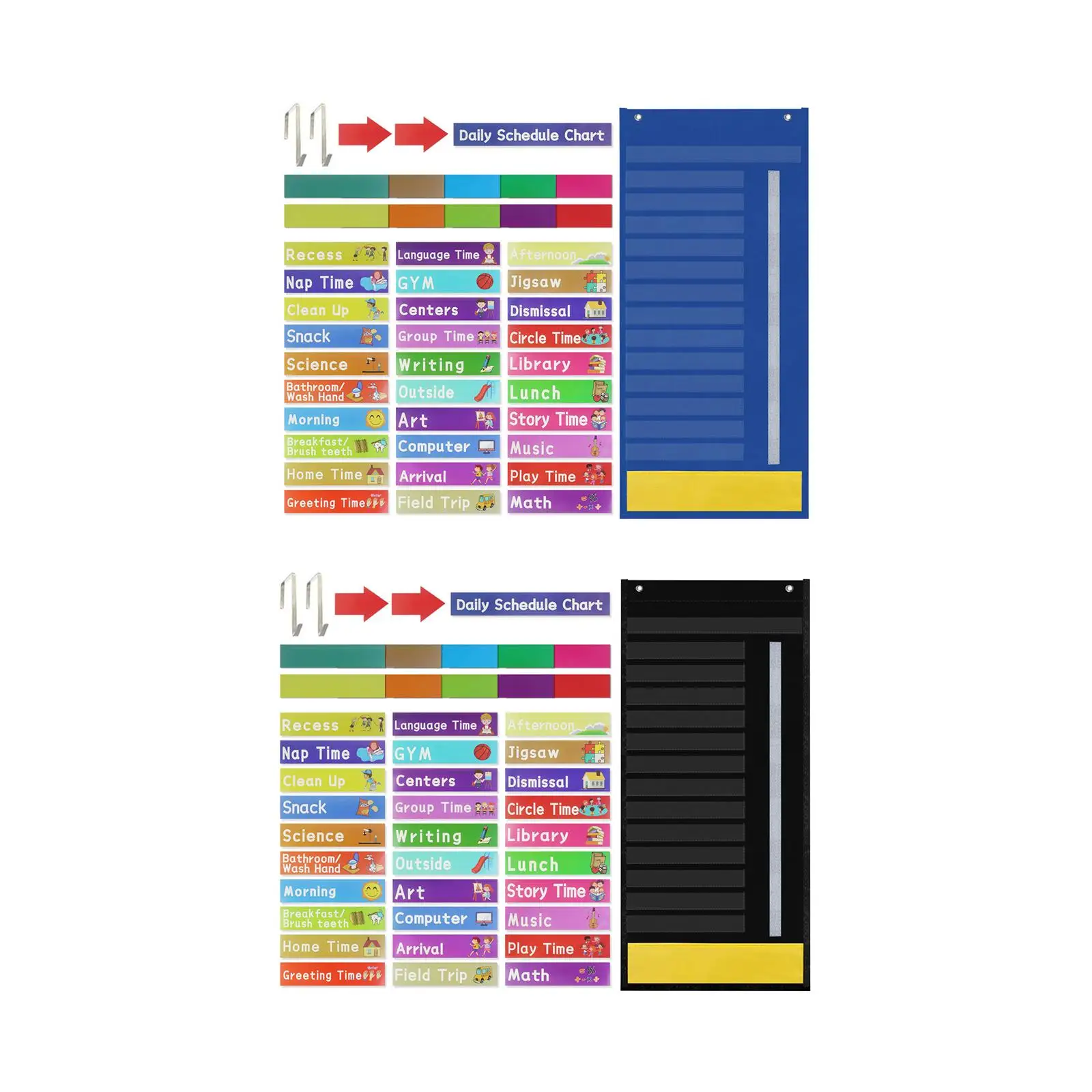 Daily Schedule Pocket Chart Door Mountings Included for Boys Girls Kids